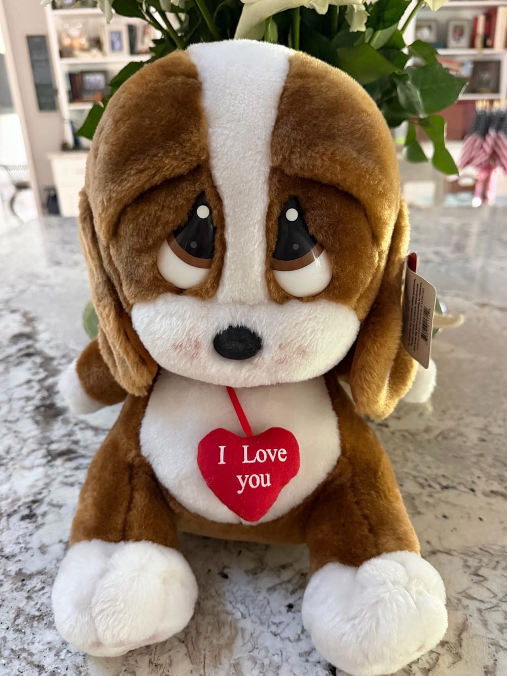 Sad Sam "I Love You" Plush Dog 12" Basset Hound 1-800-Flowers Valentine Vintage
